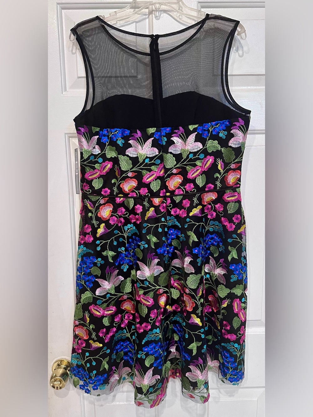 NWT Tahari ASL Floral Embroidered-Mesh Illusion Fit & Flare Dress Size 16 - Picture 8 of 12